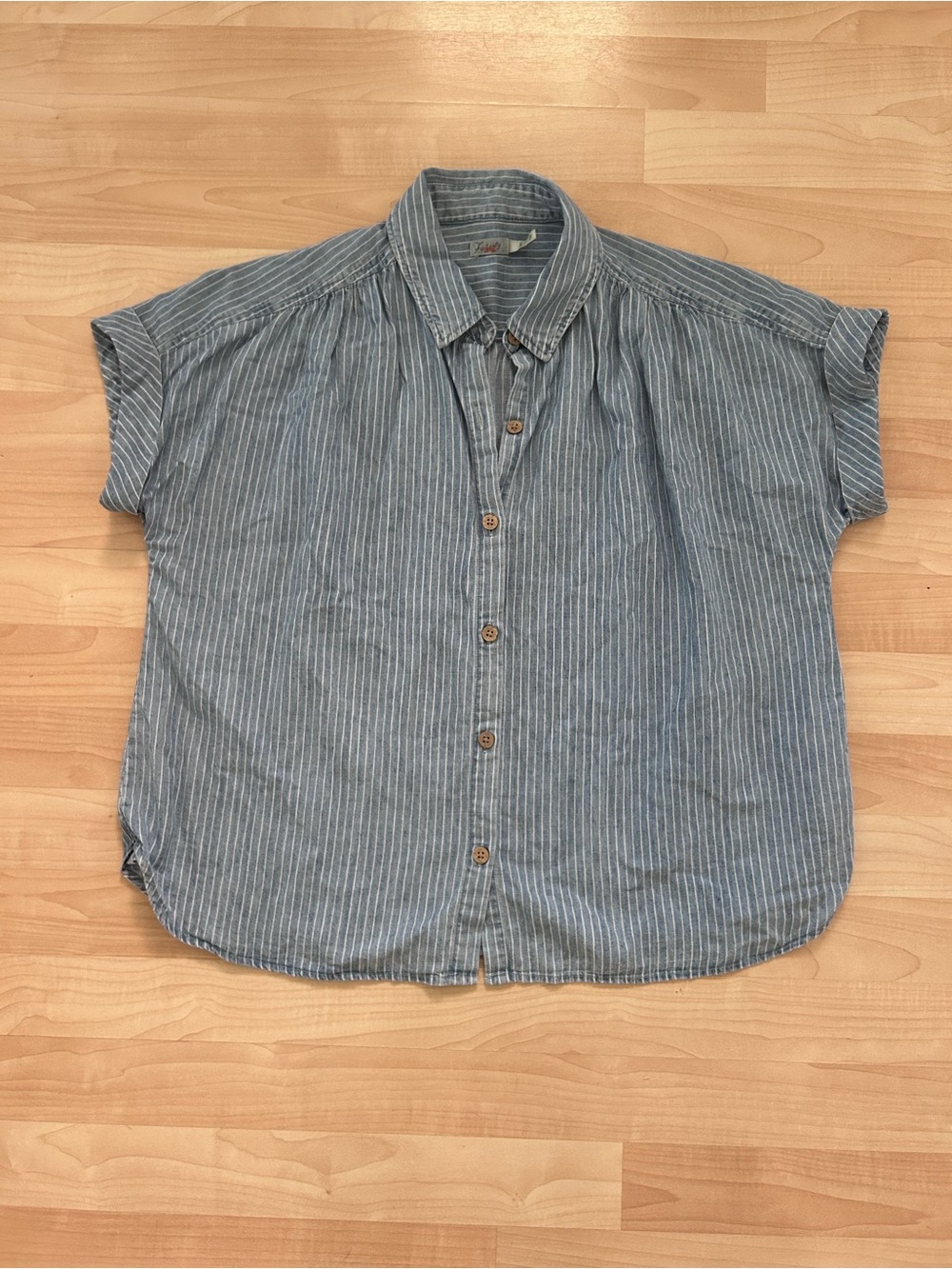 Faherty Light Blue Striped Short-Sleeve Shirt Linen Blend